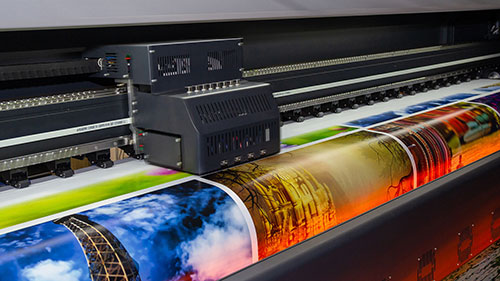 Large format industry printing machine in operation